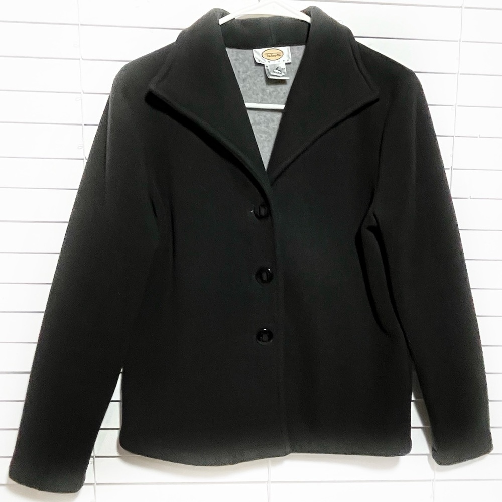 Talbots Petite Black/Gray Women’s‎ Open Front Sweater Sz S